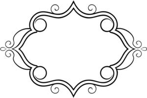 A black and white drawing of a frame with swirls vector