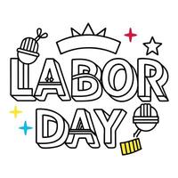 a colorful text labor day design on white background celebrate the labor day holiday and the vector