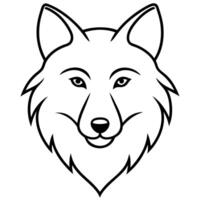A wolf head outline on a white background vector