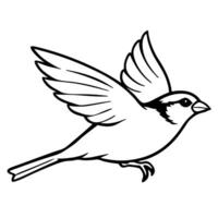 A black and white drawing of a bird flying vector