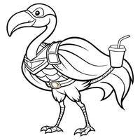 A cartoon bird with a drink in its beak vector
