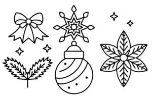 set of christmas design elements , illustration line art vector