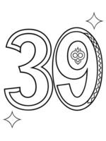 The number thirty is shown in a coloring page vector