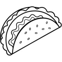 tacos icon for fast food related on white background, illustration line art vector