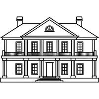 A house with a porch and balcony coloring page vector
