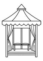 Gazebo with curtains and bench illustration vector
