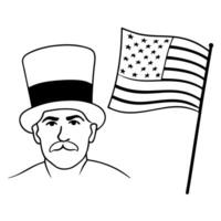 A man with a hat and an american flag vector