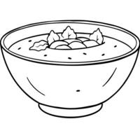 Bowl of soup coloring page vector