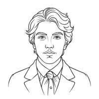 A man in a suit and tie is drawn in black and white vector