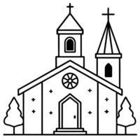 Church with cross and trees vector