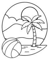 a coloring page of an beach volleyball with no color just black lines, illustration line art vector