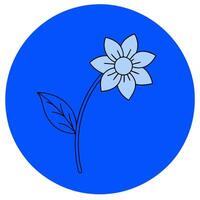 A blue flower with leaves on a white background vector