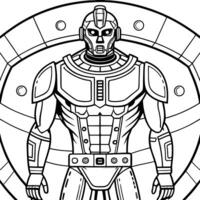 epic sci-fi adventure warrior robot in a glowing-eyed high-tech spaceship, sci-fi concept, advanced vector