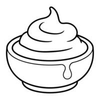 Yogurt in bowl with whipped cream illustration vector