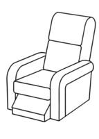 a coloring page of an recliner with no color just black lines, illustration line art vector