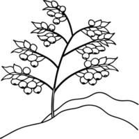 A black and white drawing of a tree with berries vector