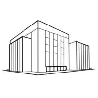 A drawing of a building with windows vector