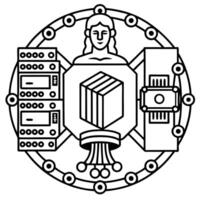 A black and white logo for a company that makes computer servers vector