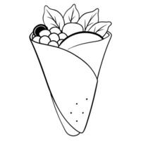 A black and white drawing of a fruit and vegetable vector