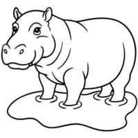 Hippo coloring pages vector