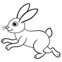 A rabbit running on a white background coloring pages vector