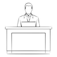 A man in a suit is sitting at a desk vector
