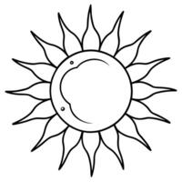 sun no color pages, illustration line art vector