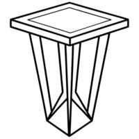 design a line art piece of a unique side table that contrasts sharp angles with soft, flowing vector