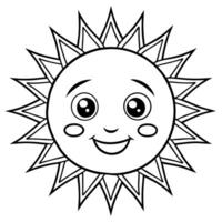 A smiling sun coloring page for kids vector