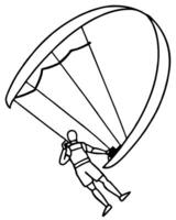 a coloring page of an sport kitesurfing with no color just black lines, illustration line vector