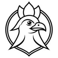 A black and white logo of a rooster vector
