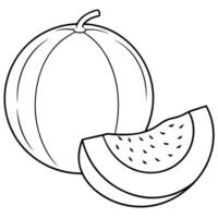 A melon and slice of it coloring page vector