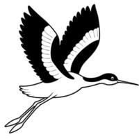 Black and white drawing of a bird flying vector