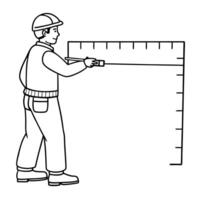 A man is measuring a wall with a ruler vector