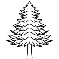 A black and white drawing of a pine tree vector