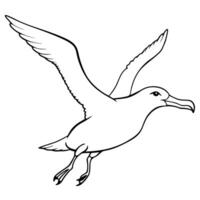 A seagull flying in the air coloring page vector