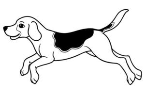A black and white drawing of a dog running vector