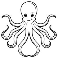 Octopus coloring pages for kids vector