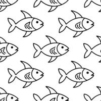 A seamless pattern of fish on a white background vector