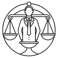A man in a suit holding a balance scale vector