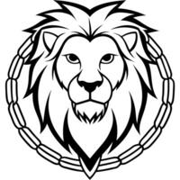 Lion head in a circle with chains vector