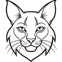 A cat's head is outlined in black and white vector