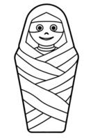 A cartoon mummy in a wrapped blanket vector