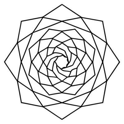 A black and white drawing of a spiral