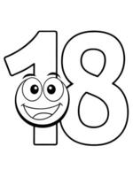 happy numbers 18, illustration line art vector