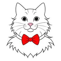 A cat with a red bow tie vector