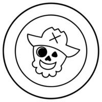 A black and white image of a pirate skull vector