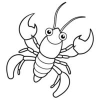 a coloring page of an crawfish with no color just black lines, illustration line art vector