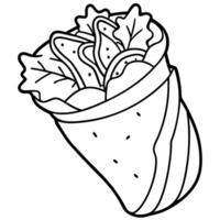 A black and white drawing of a burrito vector