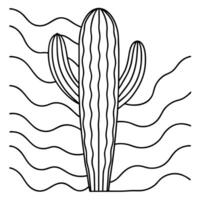 A cactus plant with waves in the background vector